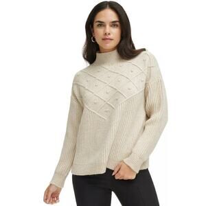 Calvin Klein Mock Neck Sweater Beige Size Medium